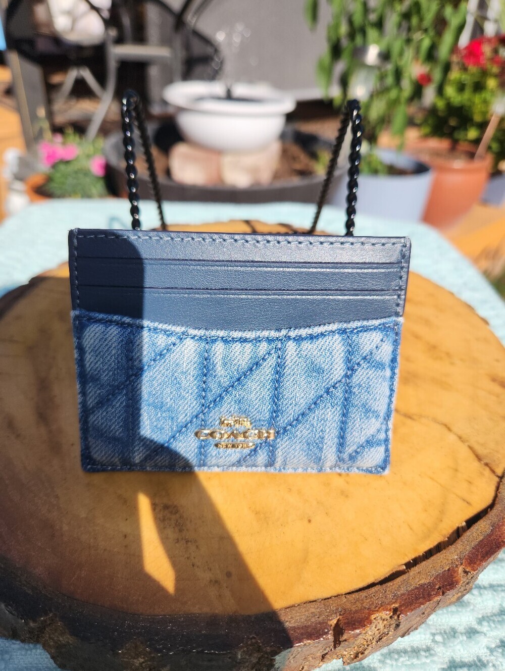 COACH Denim Quilted Card Case